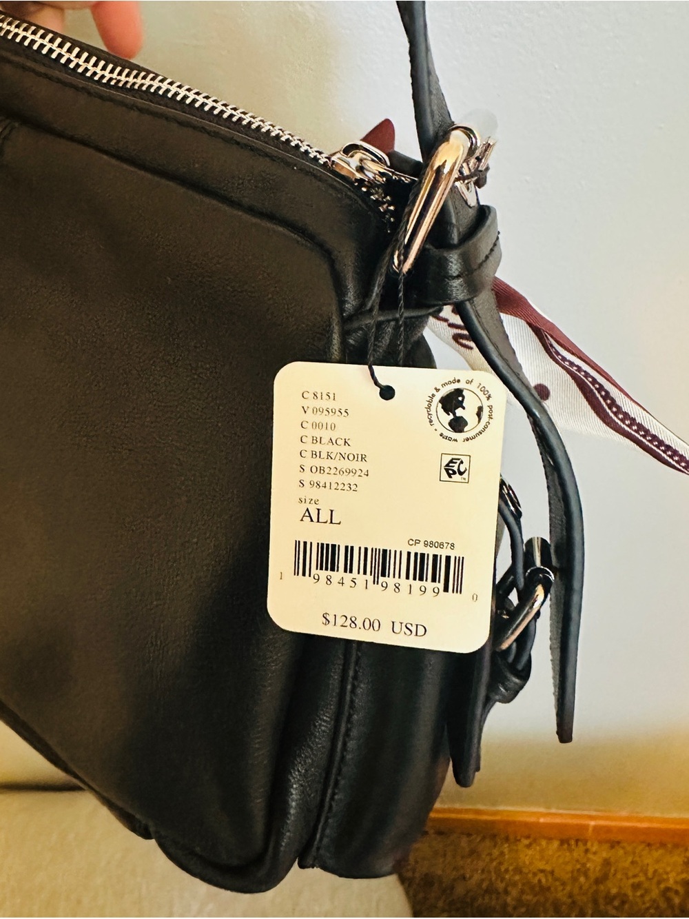 Free People Black Leather Shoulder Bag with Grommet Strap - Picture 3 of 7